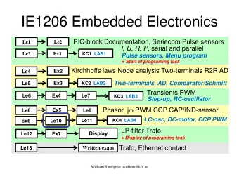 IE1206 Embedded Electronics  PIC-block Documentation, Seriecom Pulse sensors  Le1  Le2 I , U , R ,
