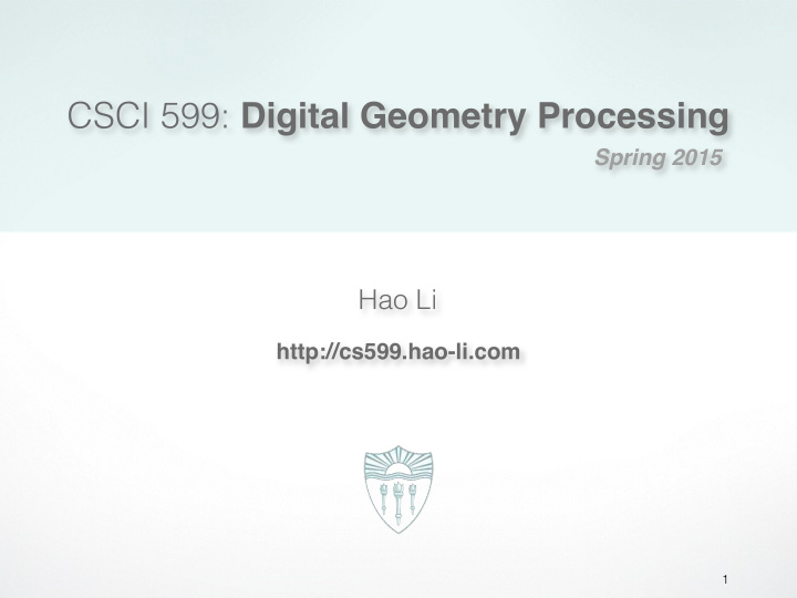 csci 599 digital geometry processing