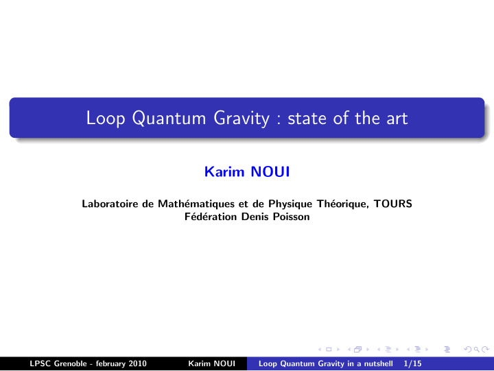 loop quantum gravity state of the art