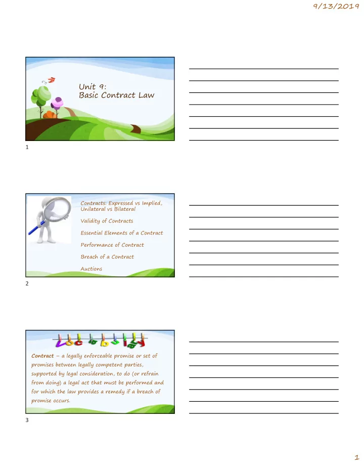 unit 9 basic contract law