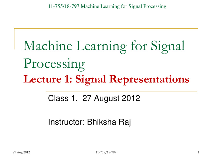 machine learning for signal