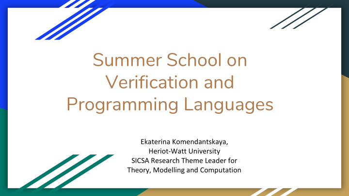 summer school on verification and programming languages