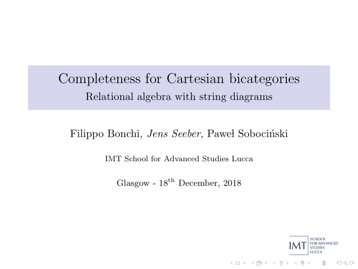 completeness for cartesian bicategories