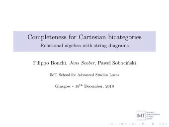 Completeness for Cartesian bicategories  Relational algebra with string diagrams Filippo Bonchi,