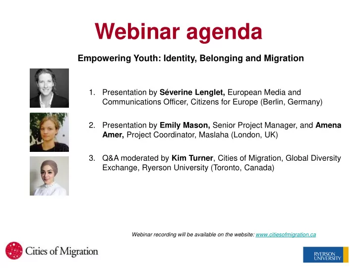 webinar agenda