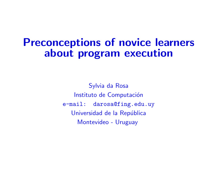 preconceptions of novice learners about program execution