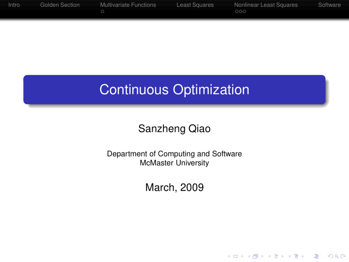 continuous optimization