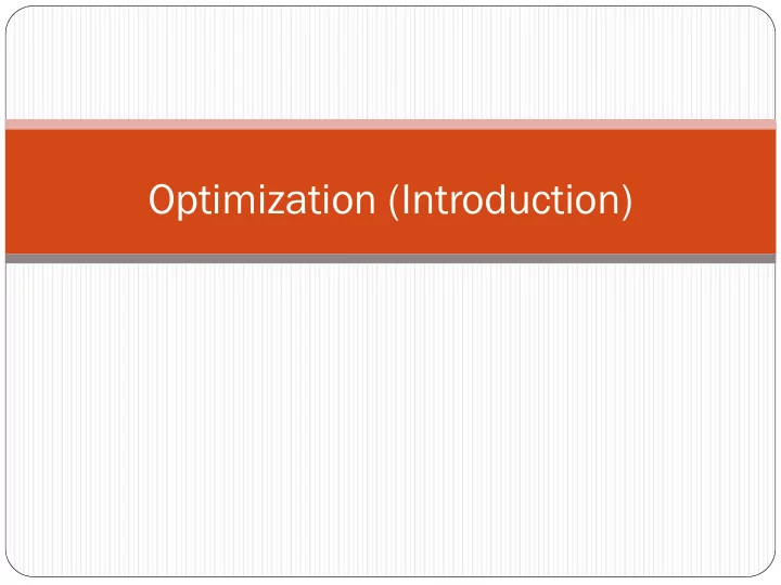optimization introduction optimization