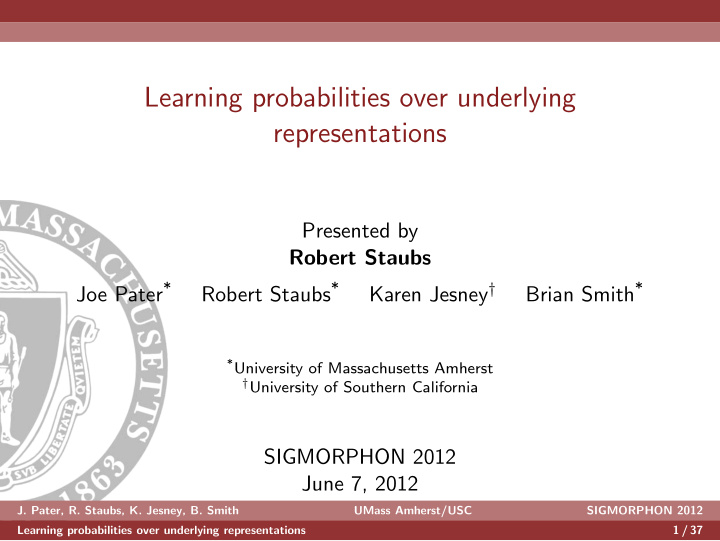 learning probabilities over underlying representations