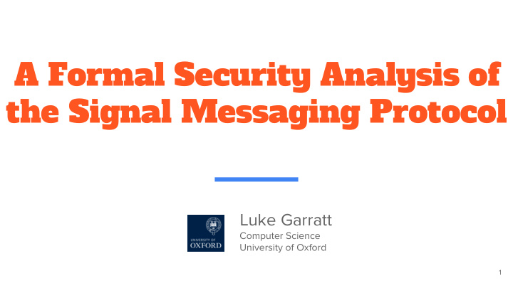 a formal security analysis of the signal messaging