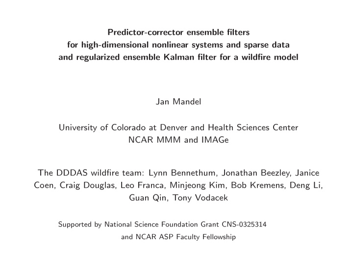 predictor corrector ensemble filters for high dimensional