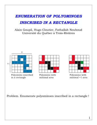 ENUMERATION OF POLYOMINOES INSCRIBED IN A RECTANGLE  Alain Goupil, Hugo Cloutier, Fathallah Nouboud