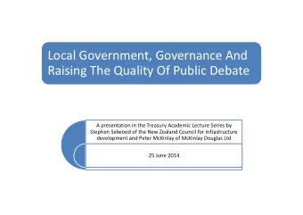 Local Government, Governance And Local Government, Governance And Raising The Quality Of Public