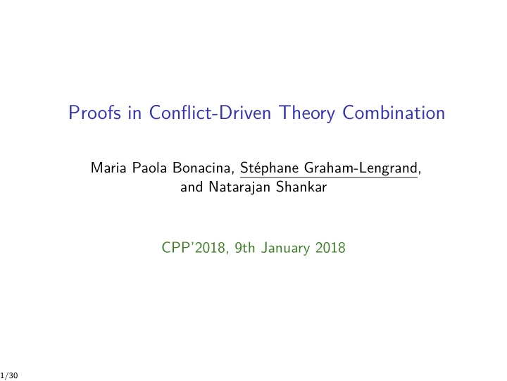 proofs in conflict driven theory combination