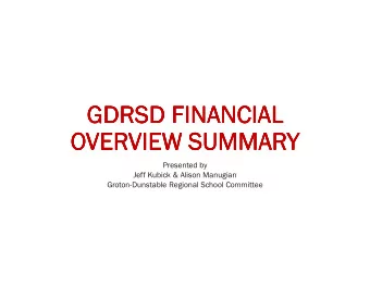 GDRSD FINANCIAL  GDRSD FINANCIAL  GDRSD FINANCIAL  GDRSD FINANCIAL  OVERVIEW SUMMARY  OVERVIEW