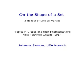On the Shape of a Set  In Honour of Lino Di Martino  Topics in Groups and their Representations