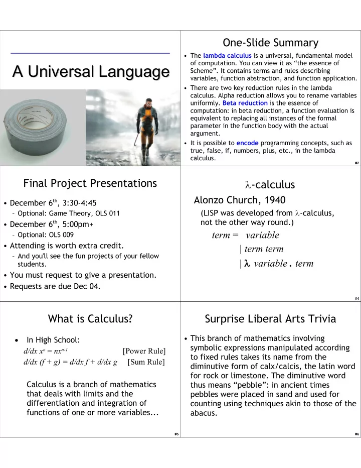 a universal language a universal language