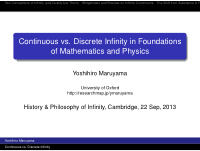 continuous vs discrete infinity in foundations of