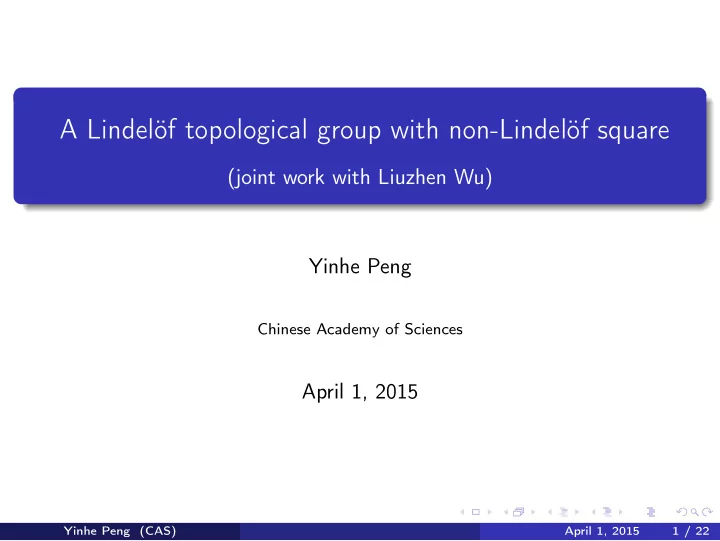 a lindel f topological group with non lindel f square