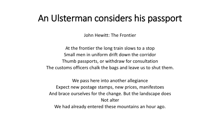 an ulsterman considers his passport