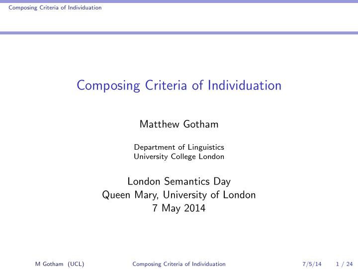 composing criteria of individuation