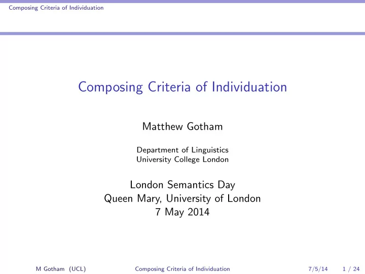 composing criteria of individuation