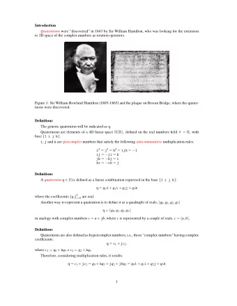 Definitions  In analogy with complex numbers that are the sum of a real part and an imaginary part,