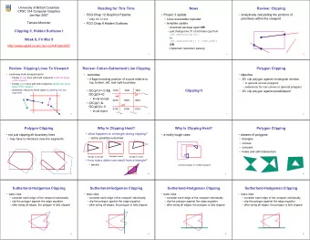 Reading for This Time  News  Review: Clipping  CPSC 314 Computer Graphics   Project 3 update