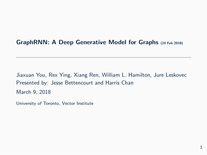 introduction generative model for graphs