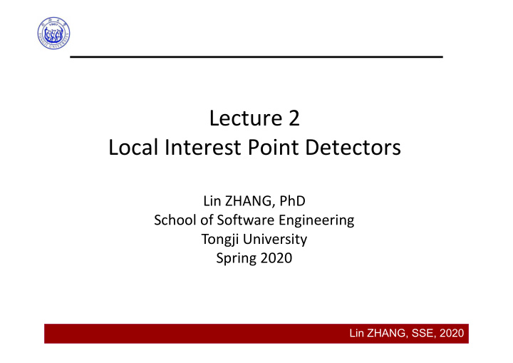 lecture 2 local interest point detectors