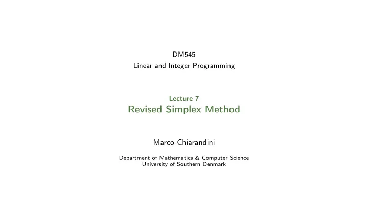 revised simplex method