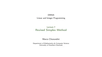 Revised Simplex Method  Marco Chiarandini  Department of Mathematics &amp; Computer Science