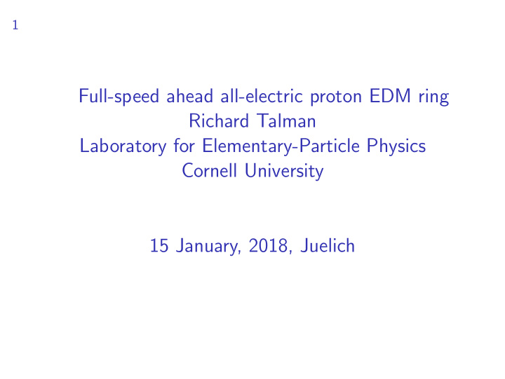 full speed ahead all electric proton edm ring richard