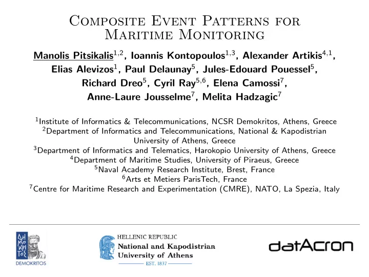 composite event patterns for maritime monitoring