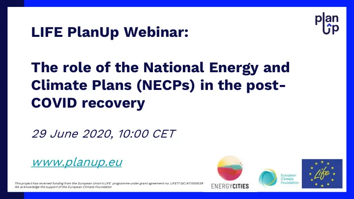 life planup webinar the role of the national energy and