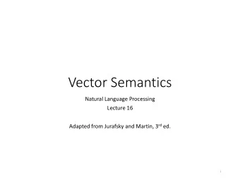 Vector Semantics  Natural Language Processing  Lecture 16 Adapted from Jurafsky and Martin, 3 rd