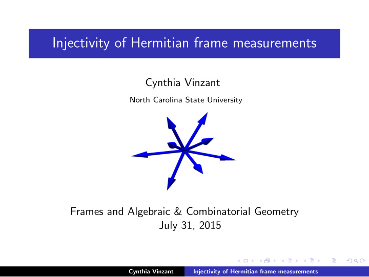 injectivity of hermitian frame measurements