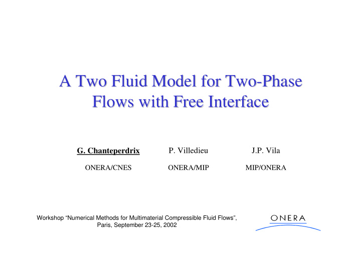 a two fluid model for two phase a two fluid model for two