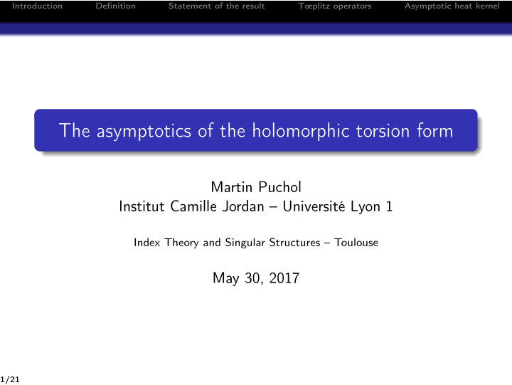 the asymptotics of the holomorphic torsion form
