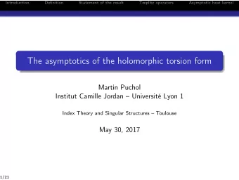 The asymptotics of the holomorphic torsion form  Martin Puchol  Institut Camille Jordan
