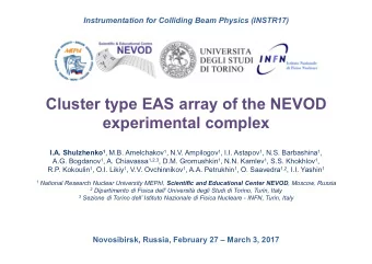 Cluster type EAS array of the NEVOD  experimental complex I.A. Shulzhenko 1 , M.B. Amelchakov 1 ,