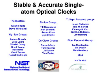 Stable &amp; Accurate Single-  -  Stable &amp; Accurate Single  atom Optical Clocks  atom Optical
