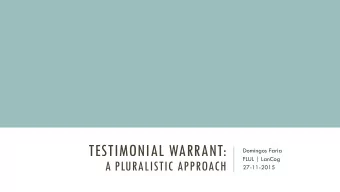 TESTIMONIAL WARRANT:  Domingos Faria  FLUL | LanCog  A PLURALISTIC APPROACH  27-11-2015