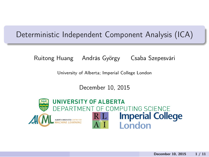 deterministic independent component analysis ica