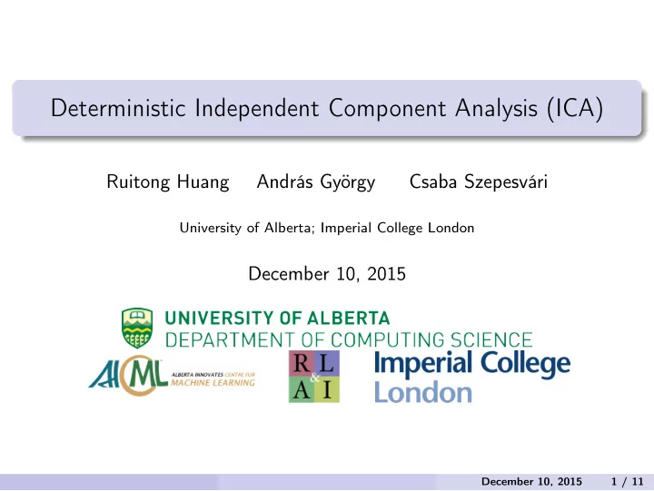 deterministic independent component analysis ica