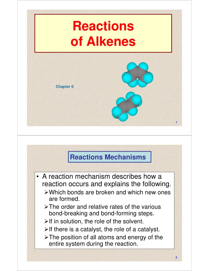 reactions of alkenes