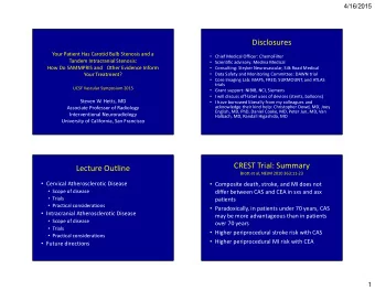 Disclosures  Your Patient Has Carotid Bulb Stenosis and a  Chief Medical Officer: ChemoFilter