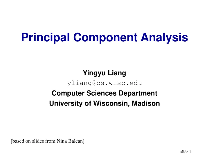 principal component analysis