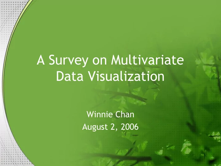 a survey on multivariate