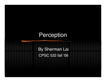 Perception  By Sherman Lai CPSC 533 fall  06  Papers Presented  Level of detail: Varying